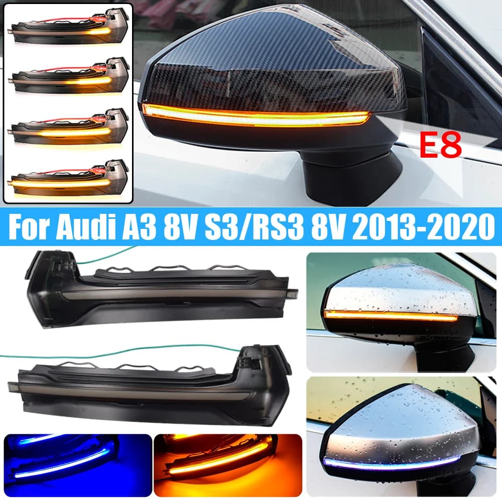 2 Pezzi Indicatori di Direzione Dinamici per Audi A3 8V S3 RS3, Luci LED per Specchietti Laterali 2013-2020, Freccia Lampeggiante