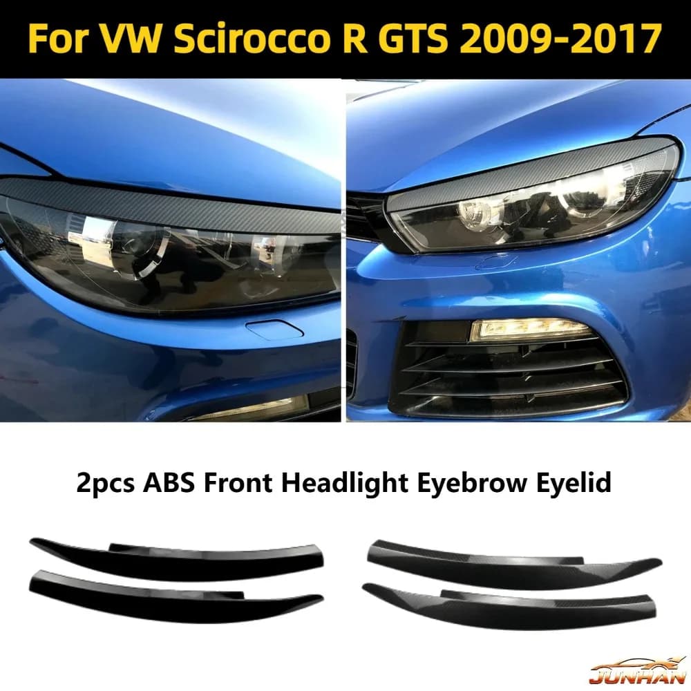 2Pcs ABS Front Headlight Eyebrow Eyelid Trim Cover Suitable for VW Scirocco R GTS 2009-2017 Exterior Tuning Accessories