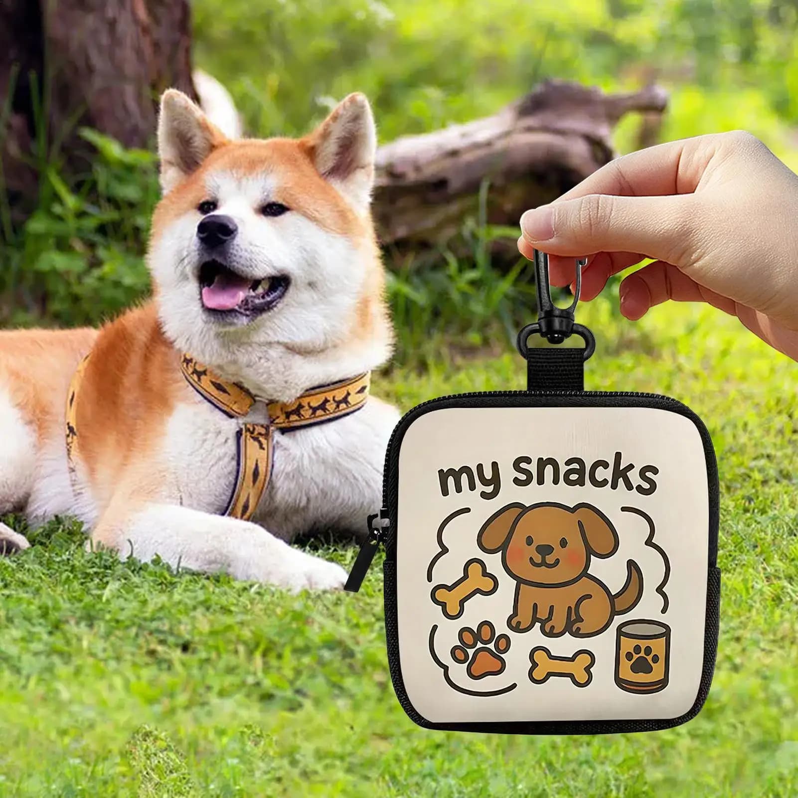 Borsa Portatile per Snack per Cani con Clip da Cintura e Chiusura a Cerniera, per Addestramento e Passeggiate all'Aperto