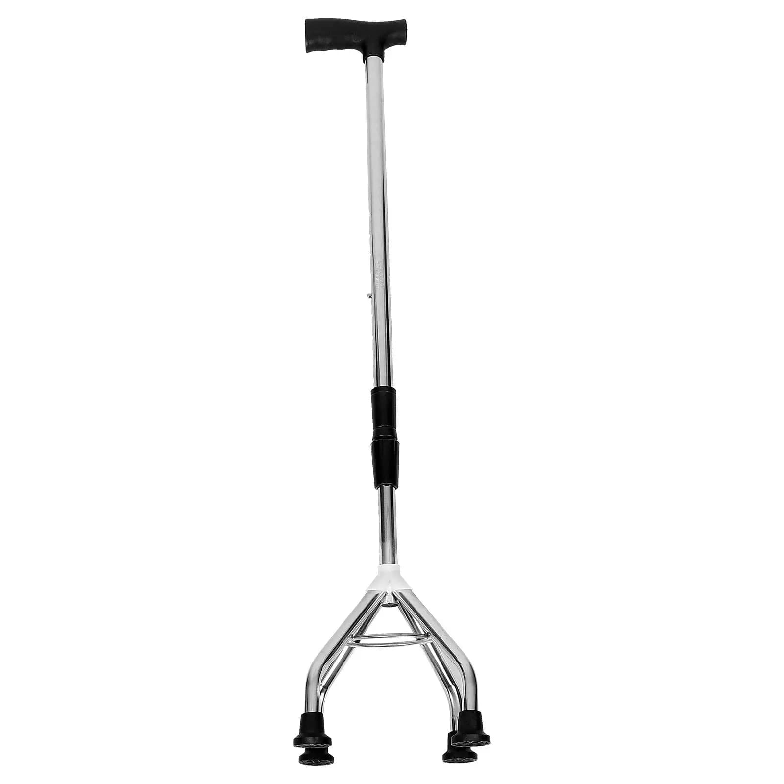 Professional Stroller Stick with Four Legs, Trekking Stick with Anti-slip Plastic Grip, Adjustable, for Seniors, Ausilio to Walk to the Open