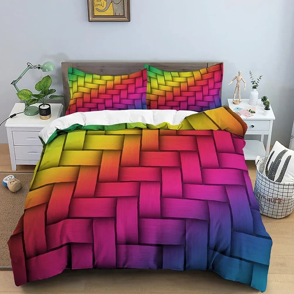 Set di biancheria da letto con riccioli arcobaleno di lusso astratti 3D Set di biancheria da letto singolo doppio matrimoniale Queen King Cal King Size