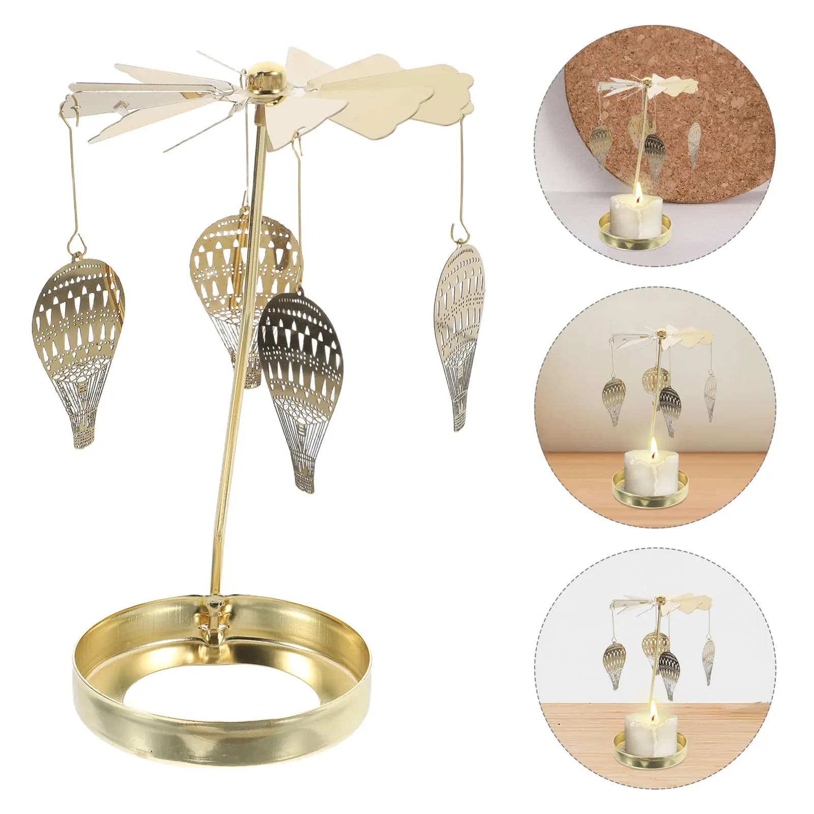 Spinning Rotating Holder Stand Stainless Steel Tea Light Carousel for Living Room Banquet Tabletop Candlelight Dinner