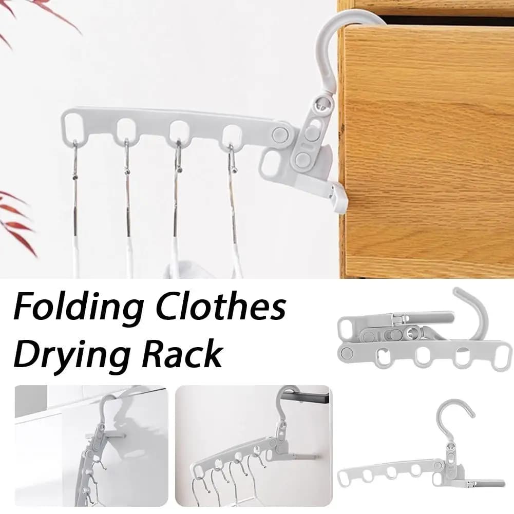 Portable Foldable Clothes Hanger 5 Holes Space Saving Drying Rack For Travel Business Trip Hotel Camping Dormitory Organizer