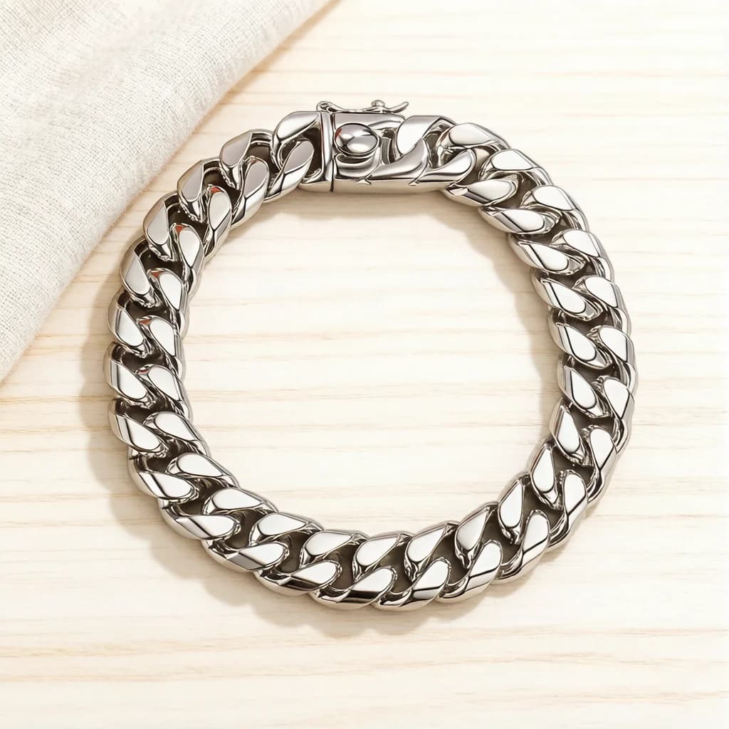 Bracciale Hip Hop in Argento Sterling 925, Catena Cubana 12mm, Gioiello Unisex Classico per l'Amicizia, Resistente per un Uso Prolungato