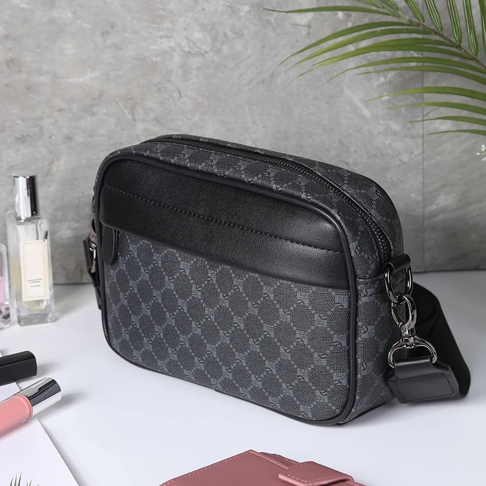 Casual Business Purse Handbag Classic Pattern Shoulder Messenger Bag Small Square Plaid Designer for Travel Work Male Sling Bags