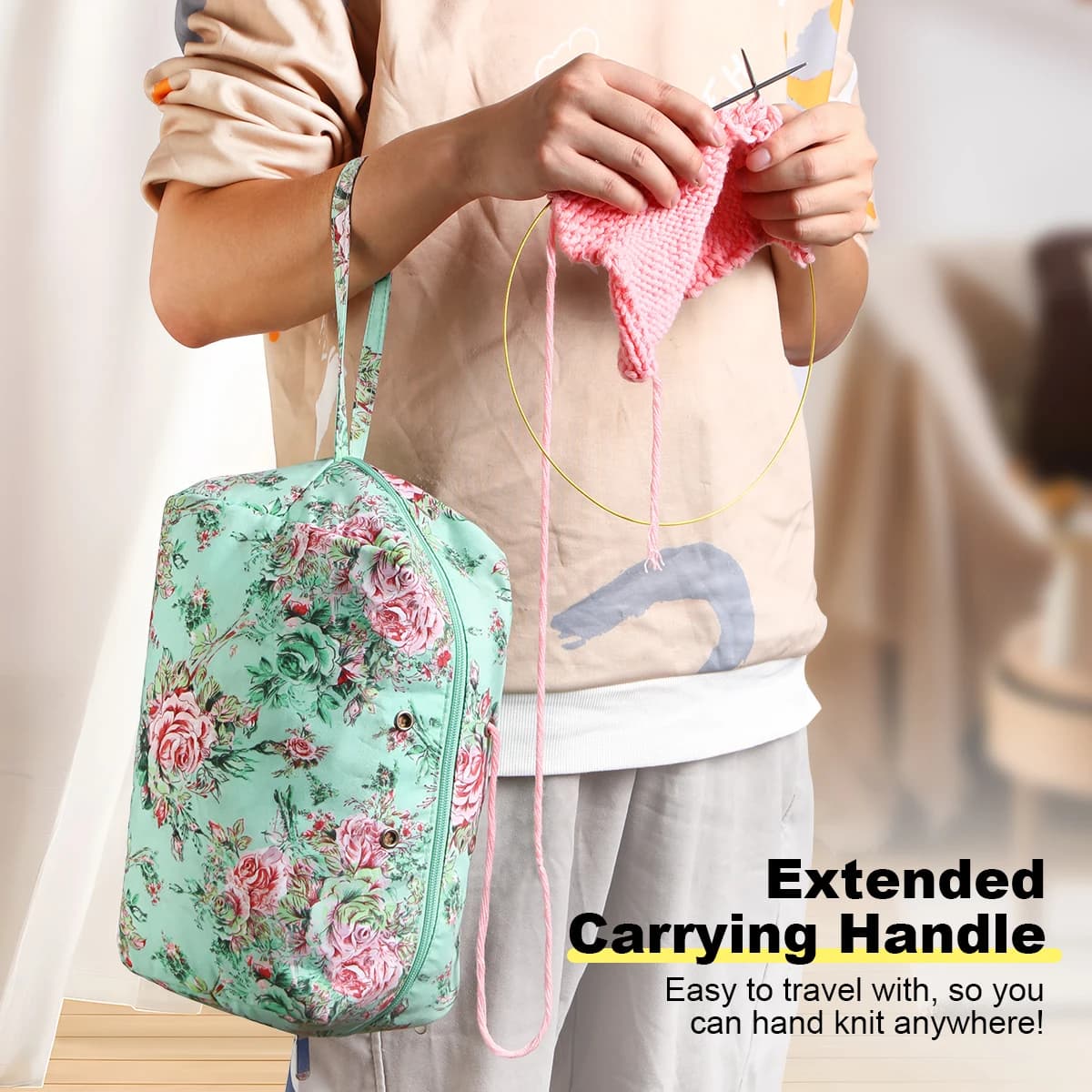 Borsa portaoggetti per filati Borse quadrate per filati di lana per maglieria Organizzatore Aghi per cucire all'uncinetto Borsa Strumenti per tessitura Accessori Artigianato Tote
