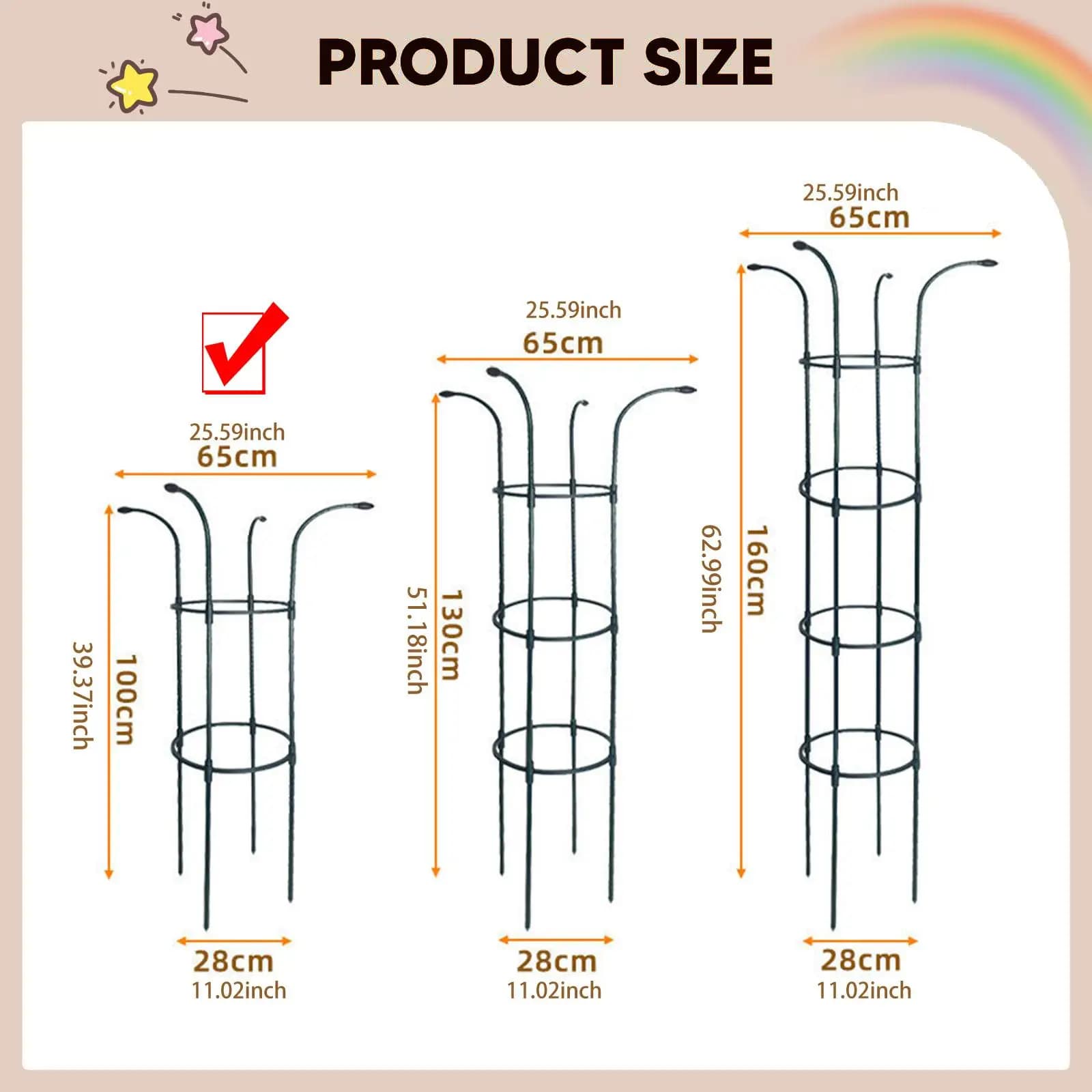 Tall Metal Plants Trellis Climbing Support Frame for Potted Indoor Outdoor Garden Vertical Growth