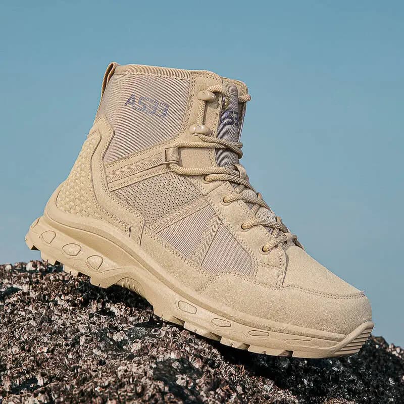 Stivali da Trekking da Uomo Marroni e Sabbia Impermeabili Antiscivolo Resistenti all'Usura per Escursioni nella Giungla Taglie Grandi 39-47