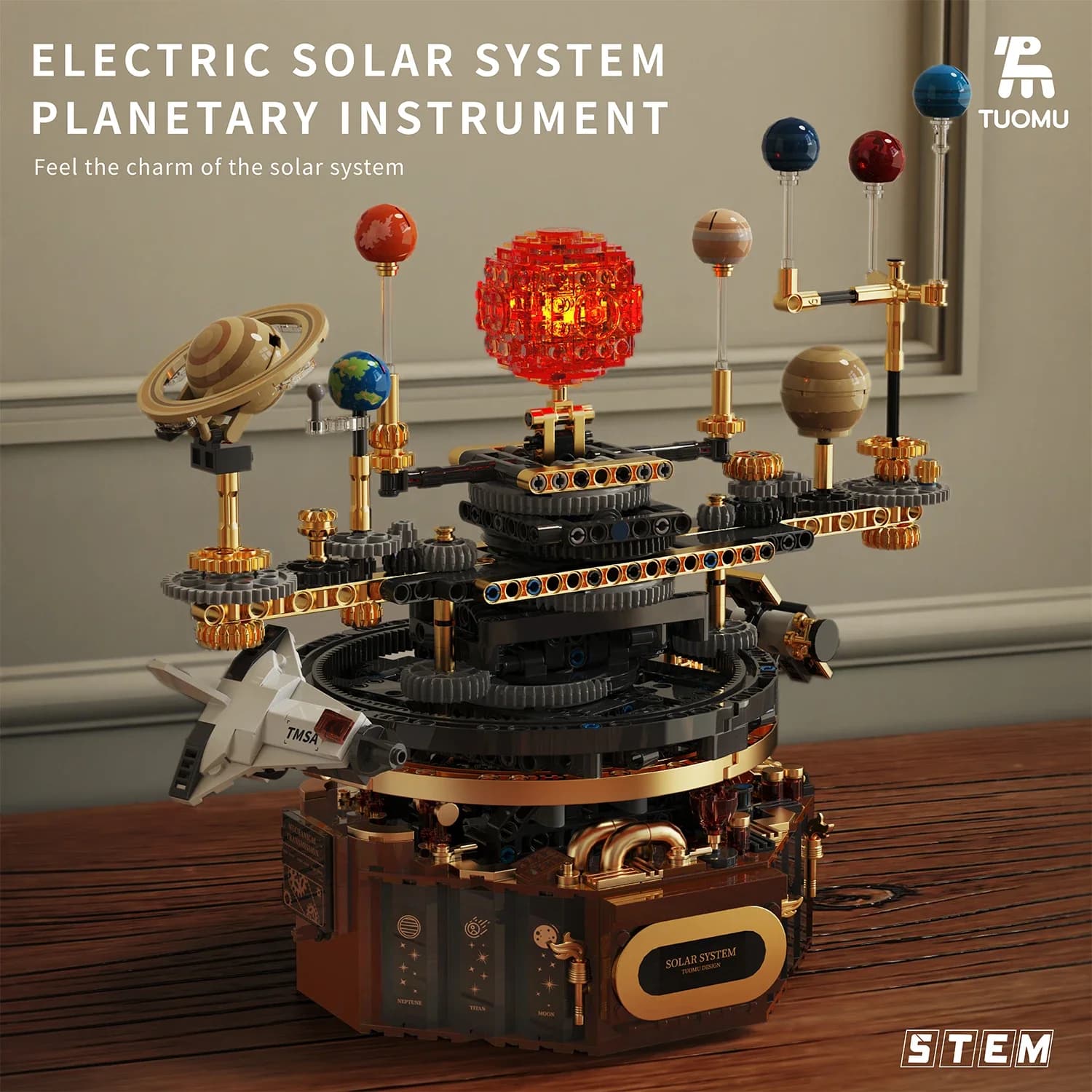 Blocchi di costruzione del sistema solare rotante elettrico Modello terrestre aerospaziale Scienza spaziale STEM Kit giocattolo educativo per bambini