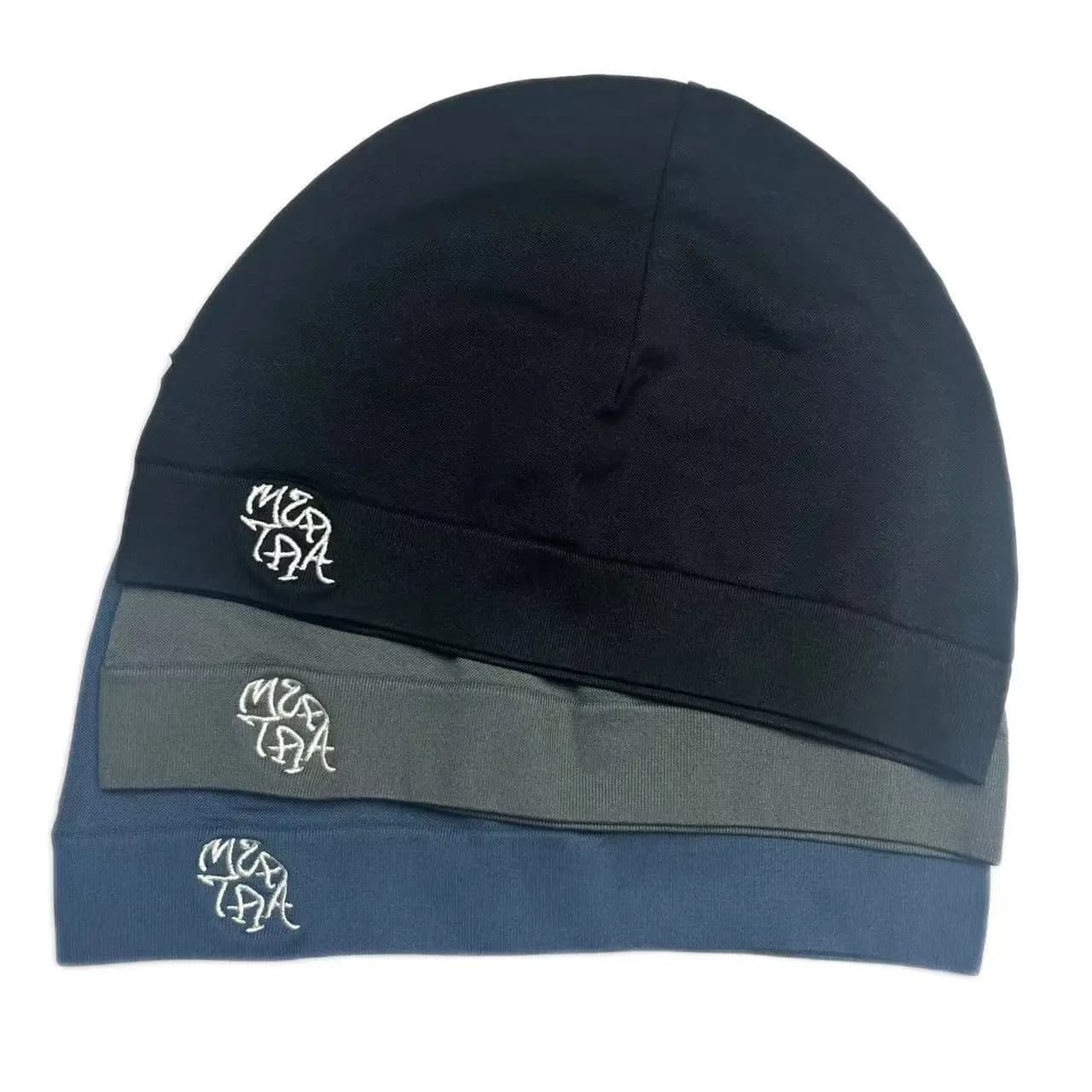 Embroidered knitted skull hat with alphabet High elasticity nylon hat solid color Baotou hot hat for men and women