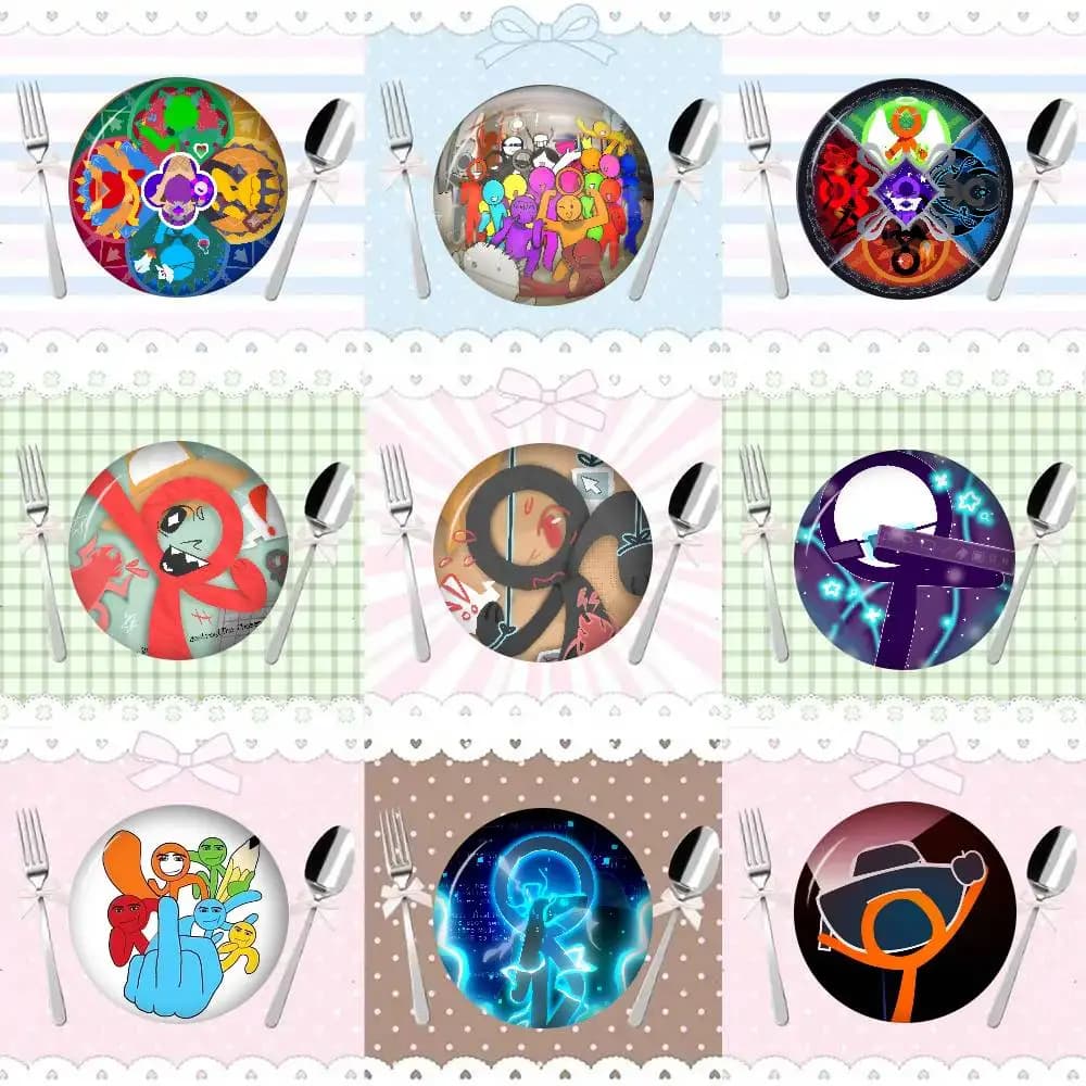 LOGO Alan Becker Anime Creative Pins Funny Round Snap-in Brooch Badge Backpack Hat Accessories Jewelry Gifts for Friend