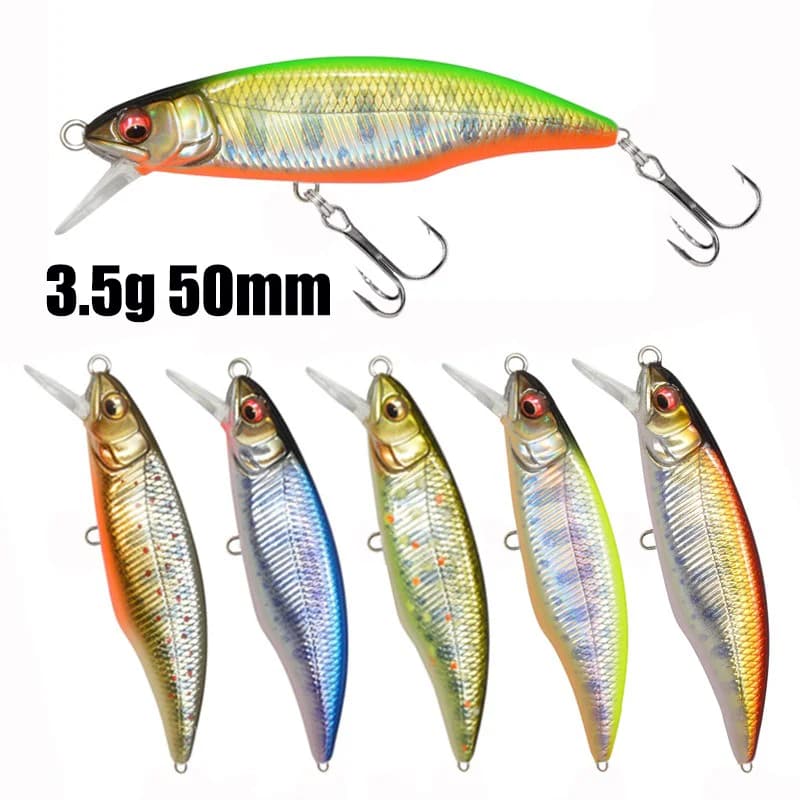 Affondamento Minnow 50mm 3.5g Jerkbait Crankbait Wobbler Richiamo di Pesca 50S Acqua Dolce Esca Dura Spigola Trota Luccio Peche Isca Artificiale