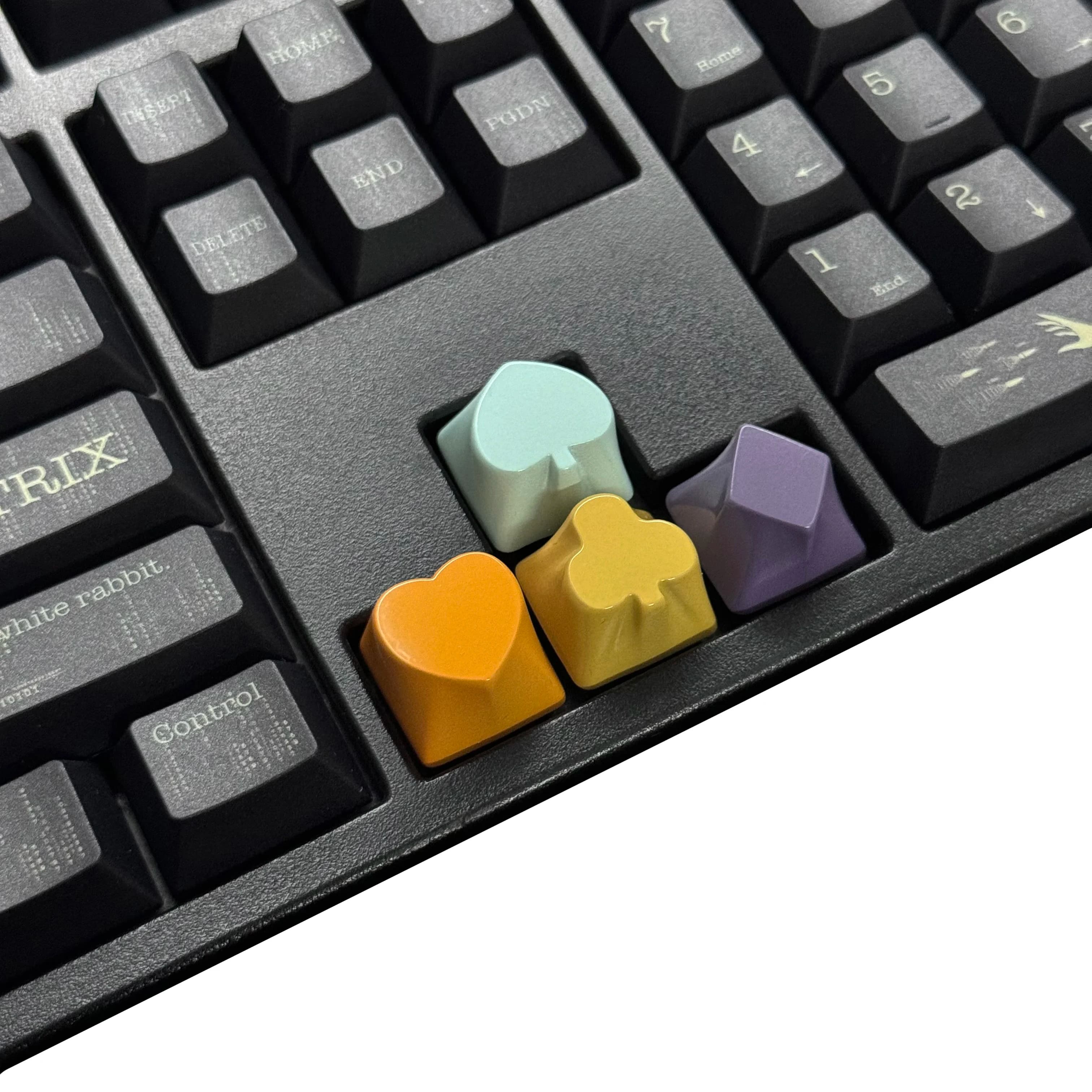 YMDK 4pcs Poker Suit Metal Matte Gold Electroplated Spade Heart Club Diamond Arrow Key Keycaps for MX Mechanical Keyboards