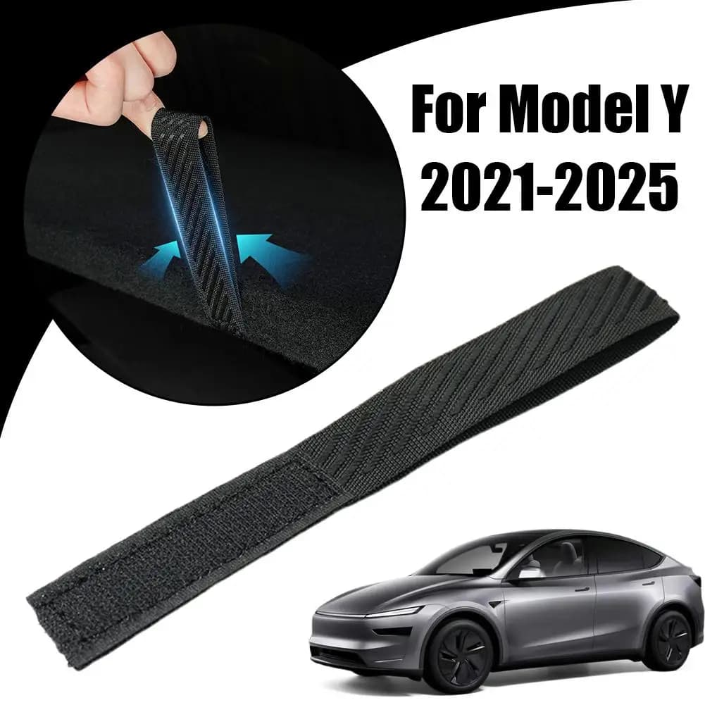 Per Tesla Modello Y 2021-2025 Juniper Baule Posteriore Coperchio Pull Strap Lancio Coulisse Corda Copertura Aperta Maniglia Organizzatore Accessori Auto