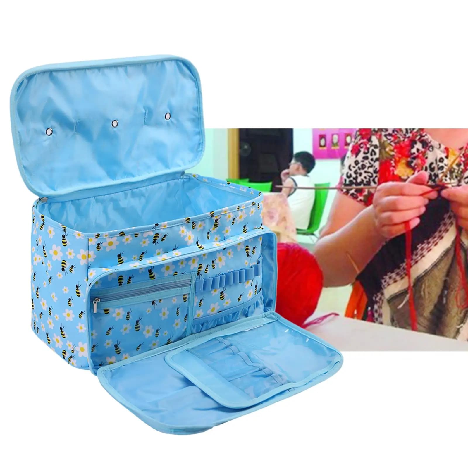 Organizzatore per riporre i filati Borsa per uncinetto Custodia regalo per madre per adulti Borsa per maglieria Tote per uncinetto Filati per il trasporto di progetti