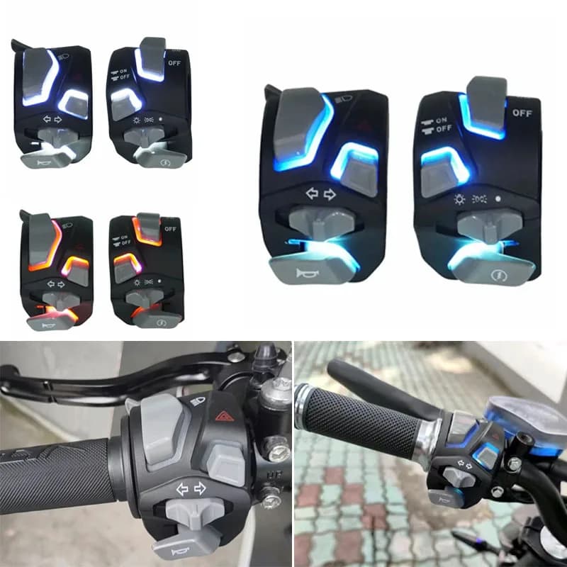 Interruttore universale a LED da 7/8'' (22mm) per manubrio moto, accessori per fari, luce di avvertimento lampeggiante per moto da fuoristrada, ATV, scooter
