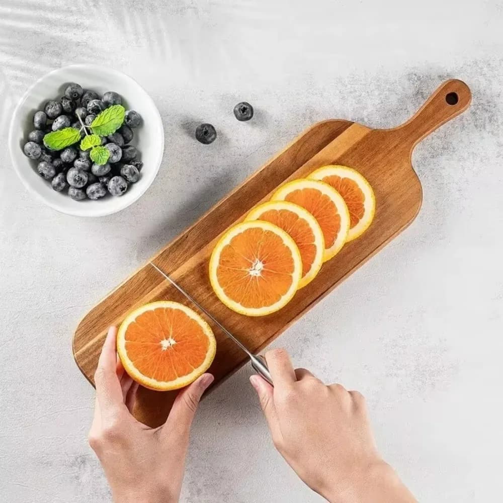 Taglieri in legno Utensili da cucina anti-muffa Tagliere in legno con manico Tagliere in legno massello per piatti di frutta e pane