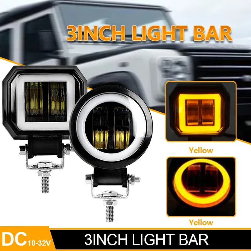 3 Inch Round LED Headlight, 20W Moto spotlight for Scooter Bobber Chopper ATV, DRL Ausiliary Light with High/Low