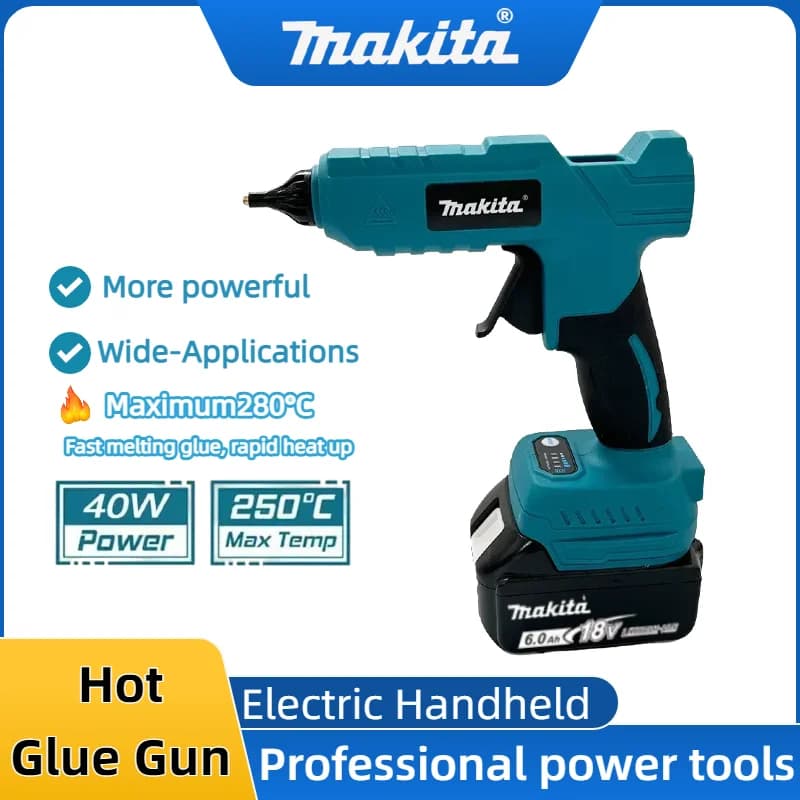 Makita Cordless Electric Handheld Hot Glue Gun Repair DIY Tool Hot Melt Welding Hot Air Gun Anti-scald Nozzle For 20V Battery