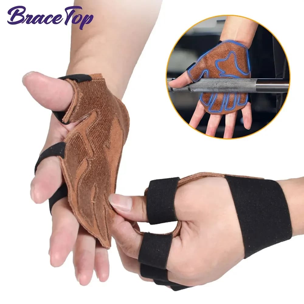 1 pair of weight lifting gloves with padded leather handle, sports gym gloves, durable exercise gloves for kettlebell, tractions, row