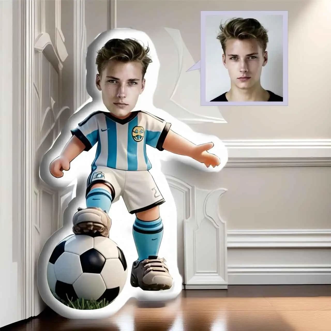 Cuscino personalizzato a forma di superstar di calcio, adatto per gli appassionati di sport, compleanni di coppie, Natale, Ringraziamento,