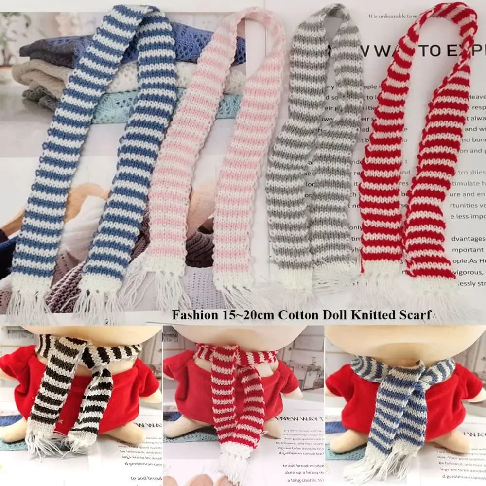 Multi-colors Doll Knitted Scarf Miniature Handmake Cute Winter Scarves Casual Wear Dolls Accessories for 15~20cm Cotton Dolls
