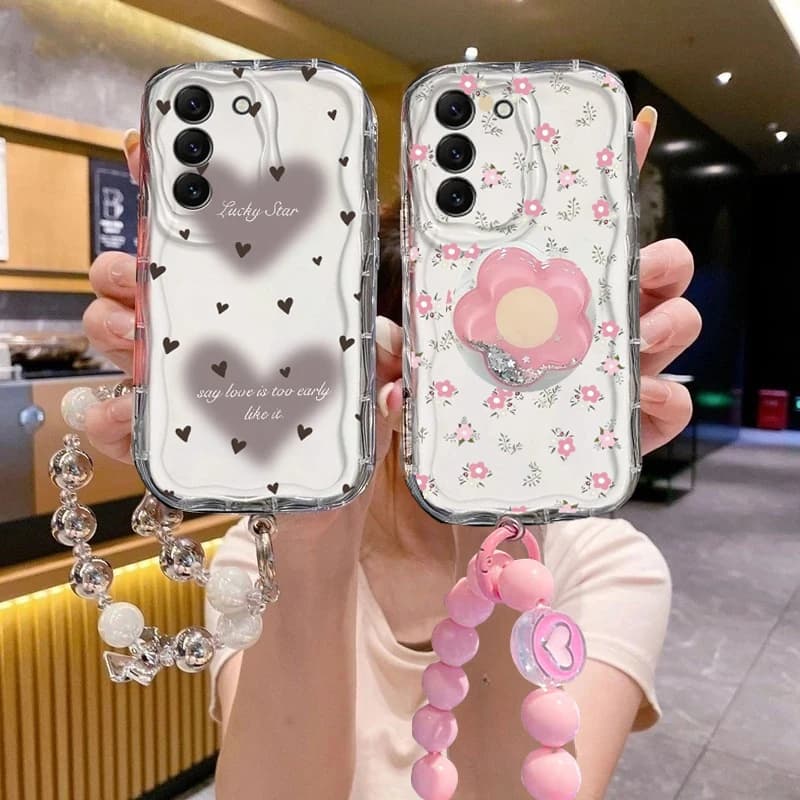 INS Love Heart Bracelet Chain Case For Samsung Galaxy S25 FE S26 Ultra Plus A57 A37 A17 A56 A07 A55 A36 A26 A16 A06 Phone Shell