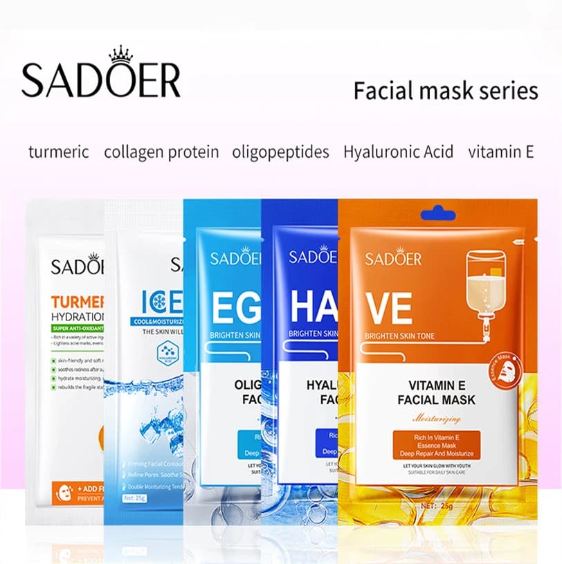 Maschera viso con vitamina E, acido ialuronico e oligopeptidi da 15 pezzi - Maschera in tessuto profondamente idratante e nutriente, maschera per il controllo del sebo