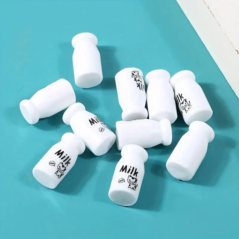 10 mini ornamenti in resina a forma di bottiglia di latte - Accessori artigianali 3D fai da te per custodie per telefoni, creazione di gioielli, portachiavi, scrapbooking - Durevoli