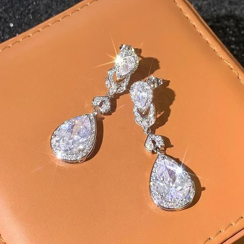 Evening Gown Accessories, Light Luxury Feng Shui Drip Earrings for Women, Sparkling High Luxury Exquisite Fashion Earrings