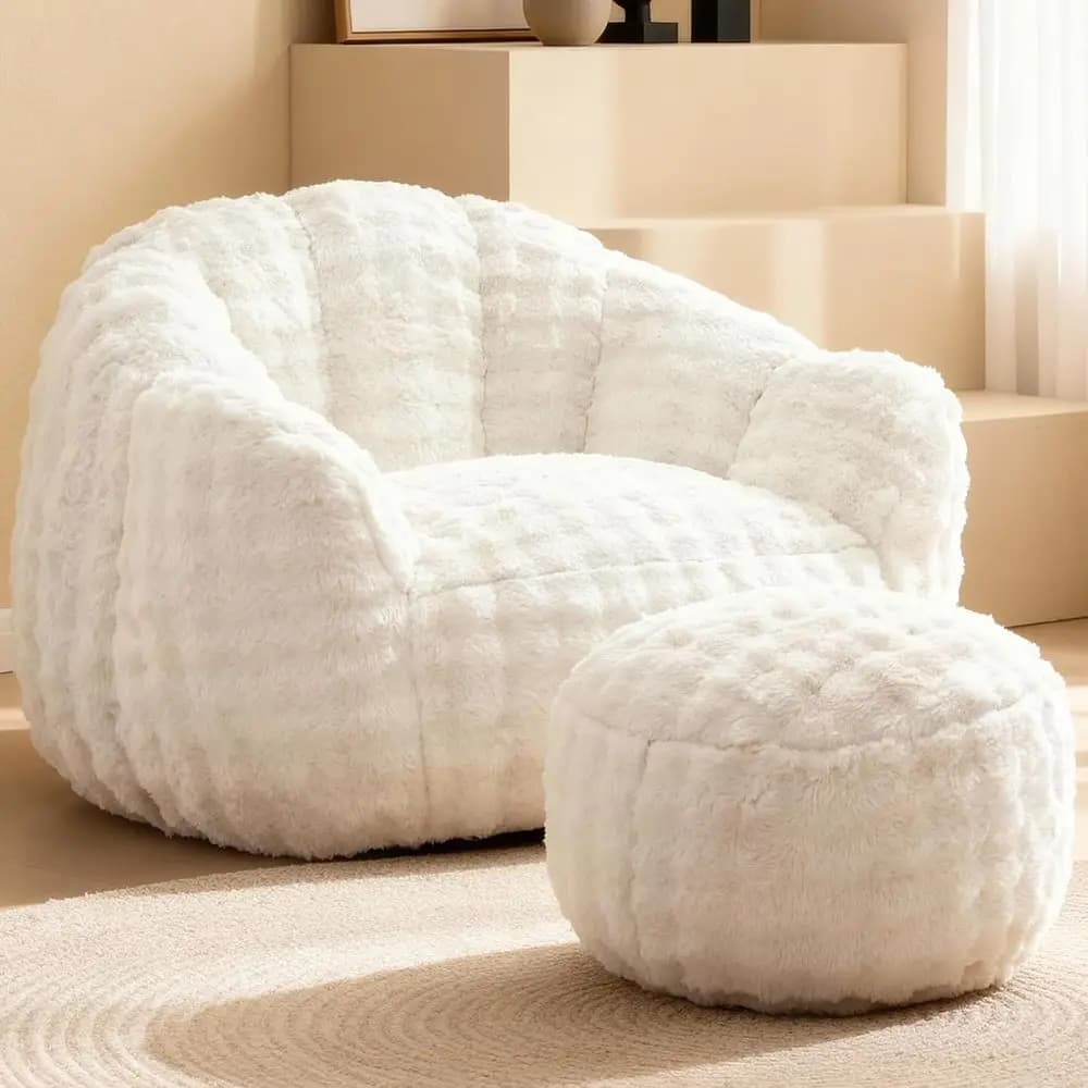 Poltrona Pouf 3-in-1 in Memory Foam, Seduta Versatile per Gaming e Relax per Adulti e Bambini, Beige
