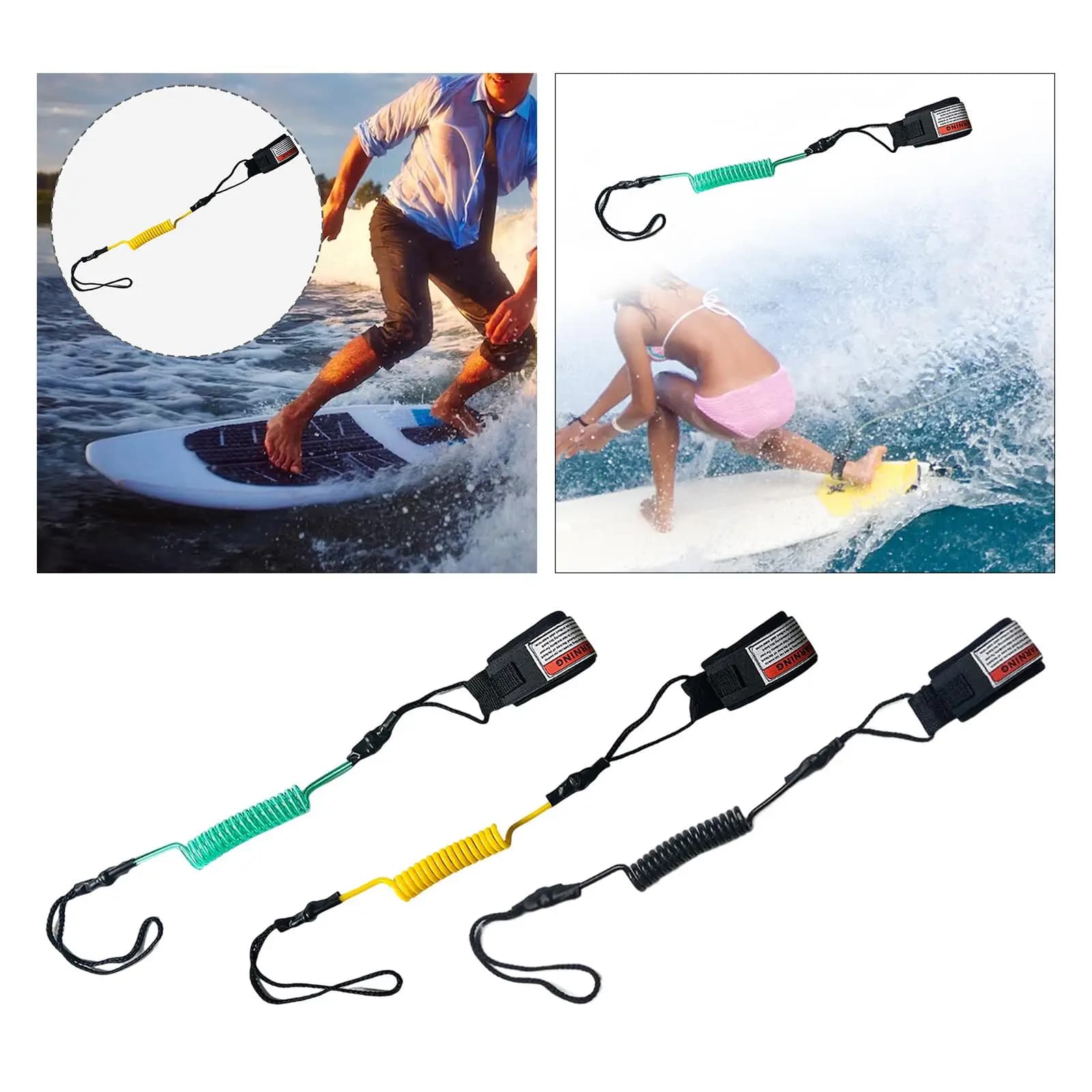 Guinzaglio per tavola da surf per sport acquatici Cinturino da polso in corda per tavola da paddle a spirale ad alta resistenza per l'uso dell'ancoraggio della barca