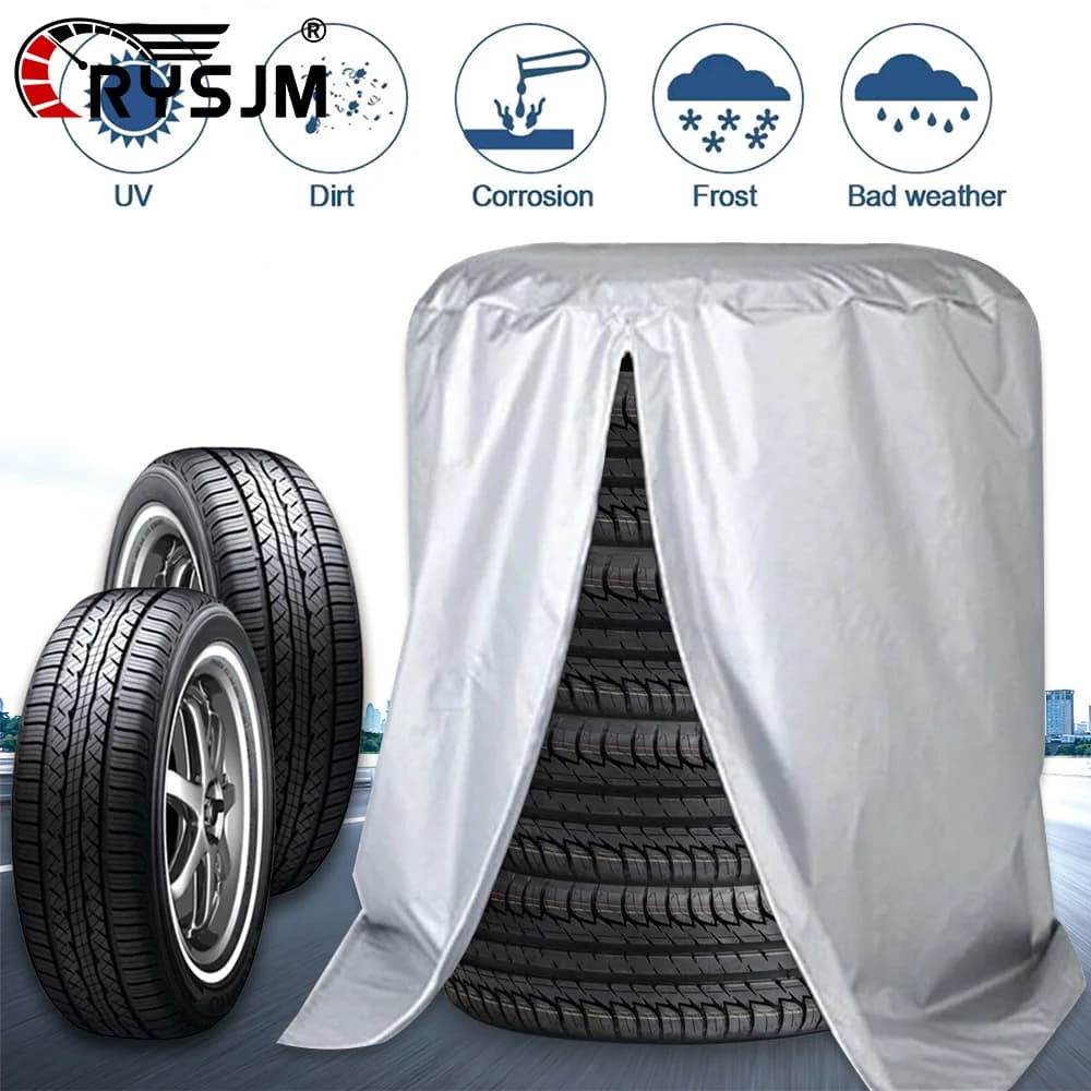 Protective cover for large car tyres, waterproof, dustproof, 210D polyester, large capacity, for 4 tires, sun protection cover