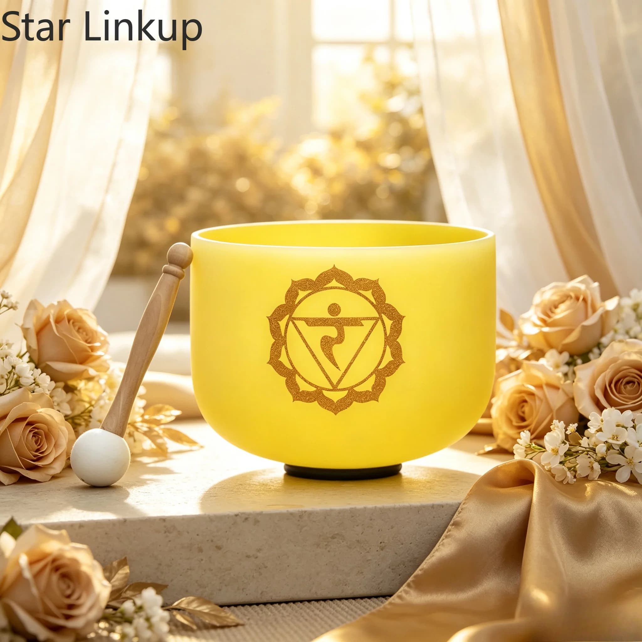Star Linkup 10 Inch E Tone Frosted Quartz Crystal Singing Bowl Tuned in 432Hz & 440Hz, Specially Designed for Solar Plexus Chakra Healing, Ideal Resonance Sound Instrument