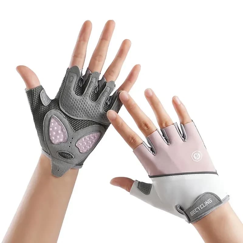 Guanti da ciclismo fitness Allenamento sportivo all'aria aperta Golf Silicone antiscivolo Resistente all'usura Seta ghiacciata Mezze dita traspiranti