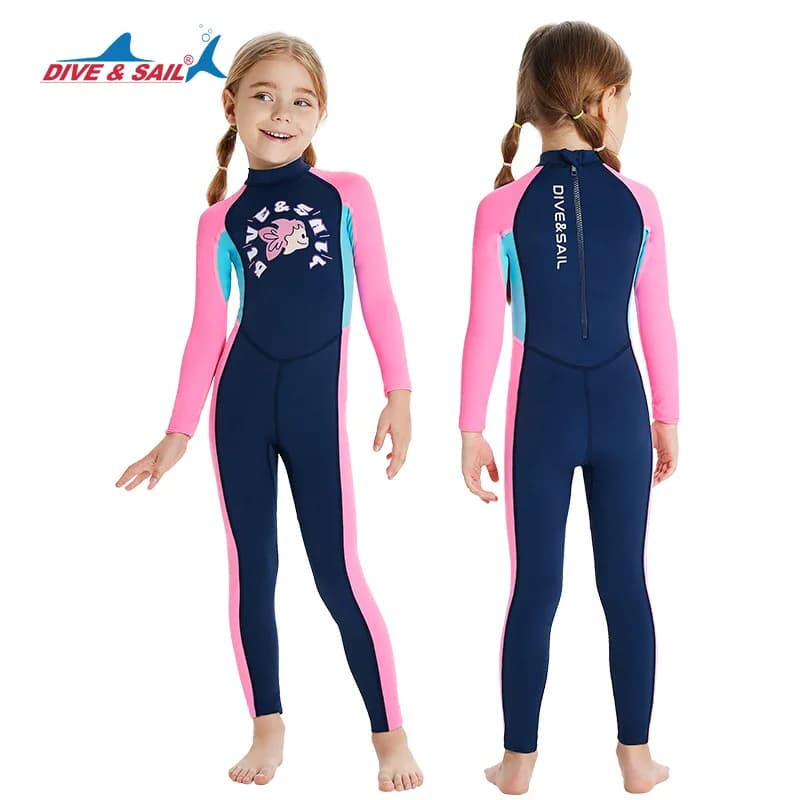 Children's Sunscreen Swimsuit Quick Drying Long Sleeved One Piece Sun Protection Diving Suit Floating Swimming Surfing Wetsuit