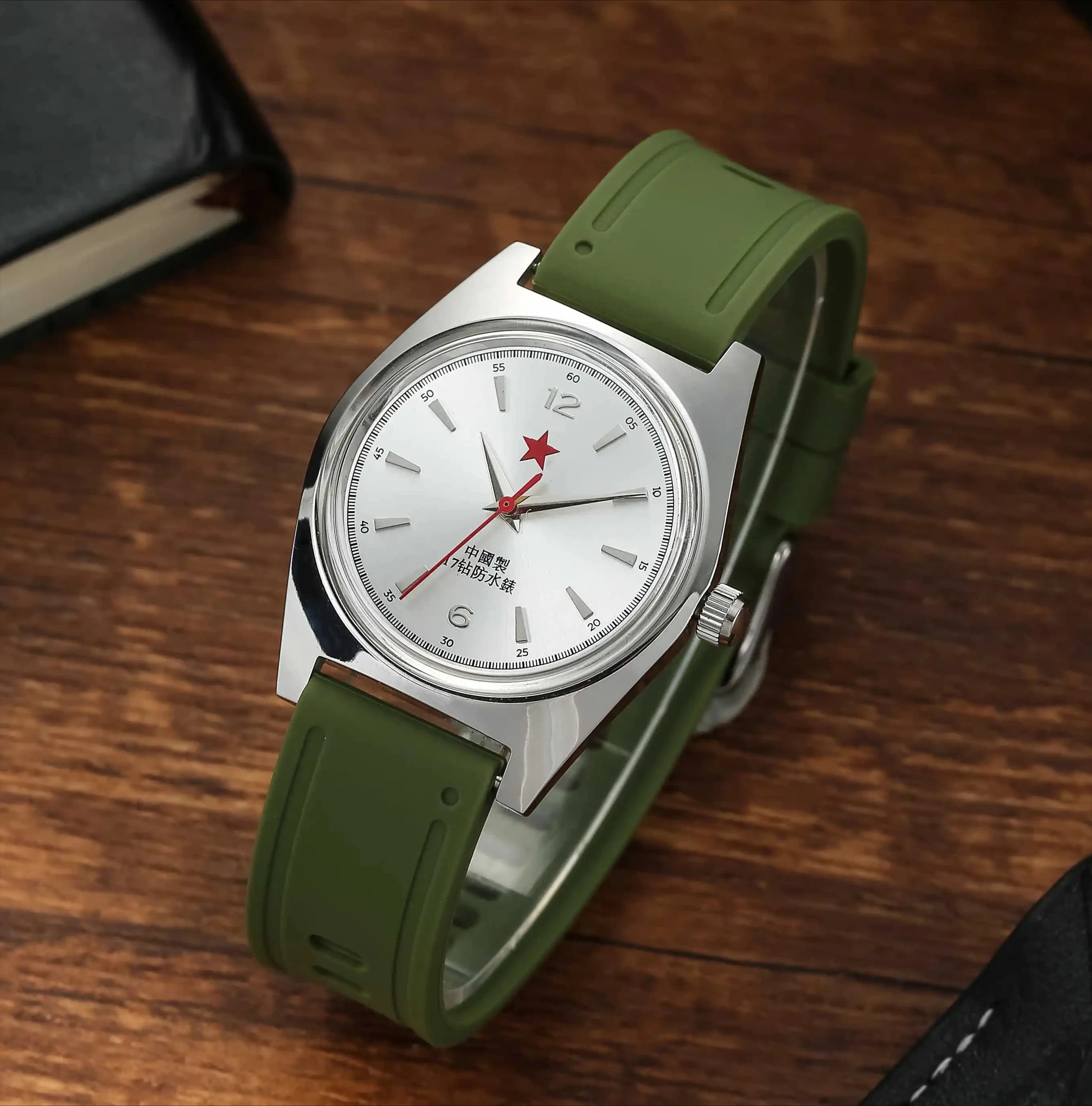 Vitempora Mens Mechanical Watch Shanghai Manual Mechanical Movement 36mm Retro Chinese Watch Business Wristwatch
