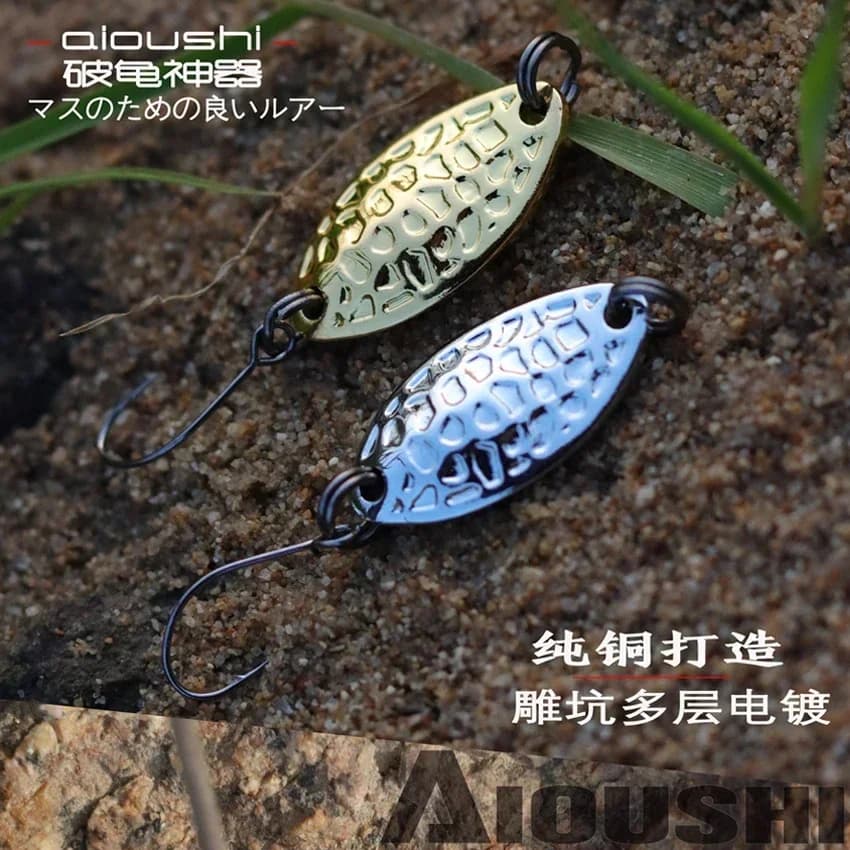 Aioushi 10 pezzi crine di pesce Glitter rame puro Lua Bait elettrolitico Glitter bianco a righe trota manichino