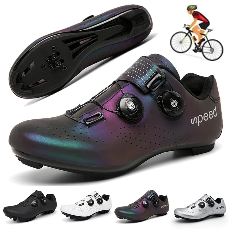 Scarpe da Ciclismo su Strada Professionali per Uomo e Donna, Taglia Grande 47, con Chiusura Automatica SPD, Sneakers per Bici da Strada