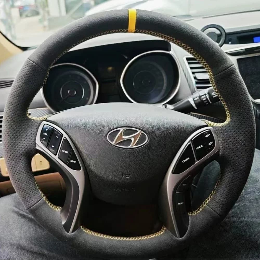 Muslimaur wheel cover for custom car in unslip suede for Hyundai Elantra 2011-2016 Avante i30 2012-2016 Avant Steering Wr