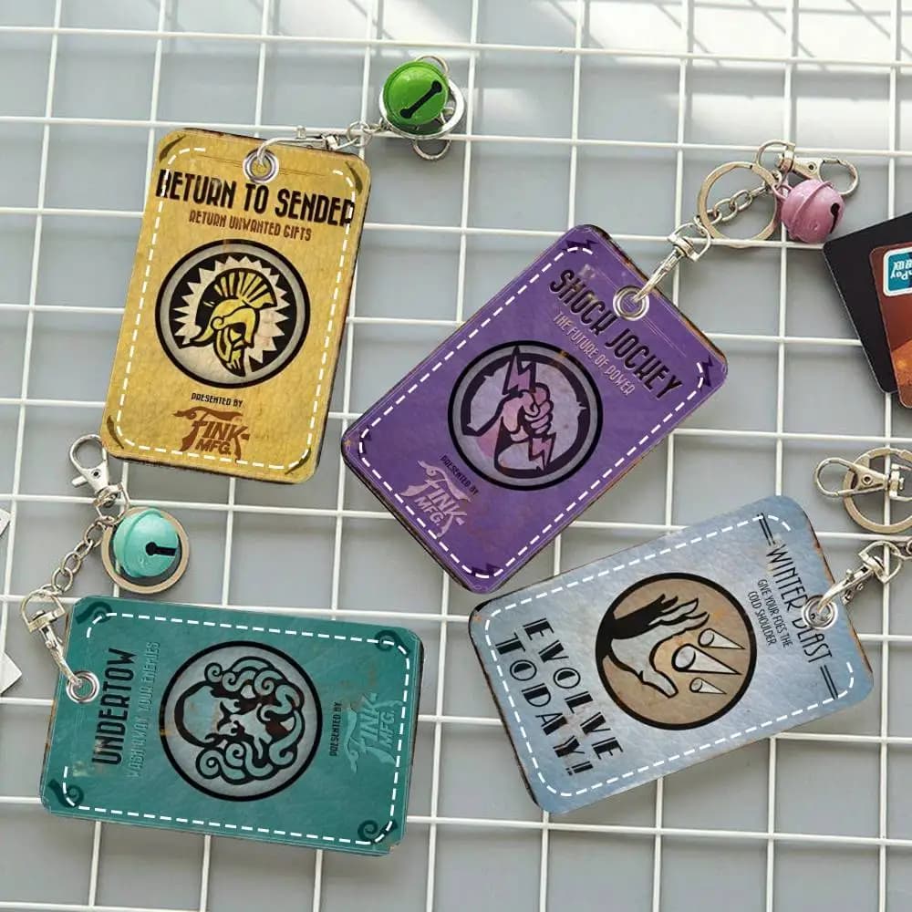 Portacarte Game Popular Bioshock, adatto per carte di credito, carte autobus, custodia protettiva rettangolare in morbida pelle con portachiavi