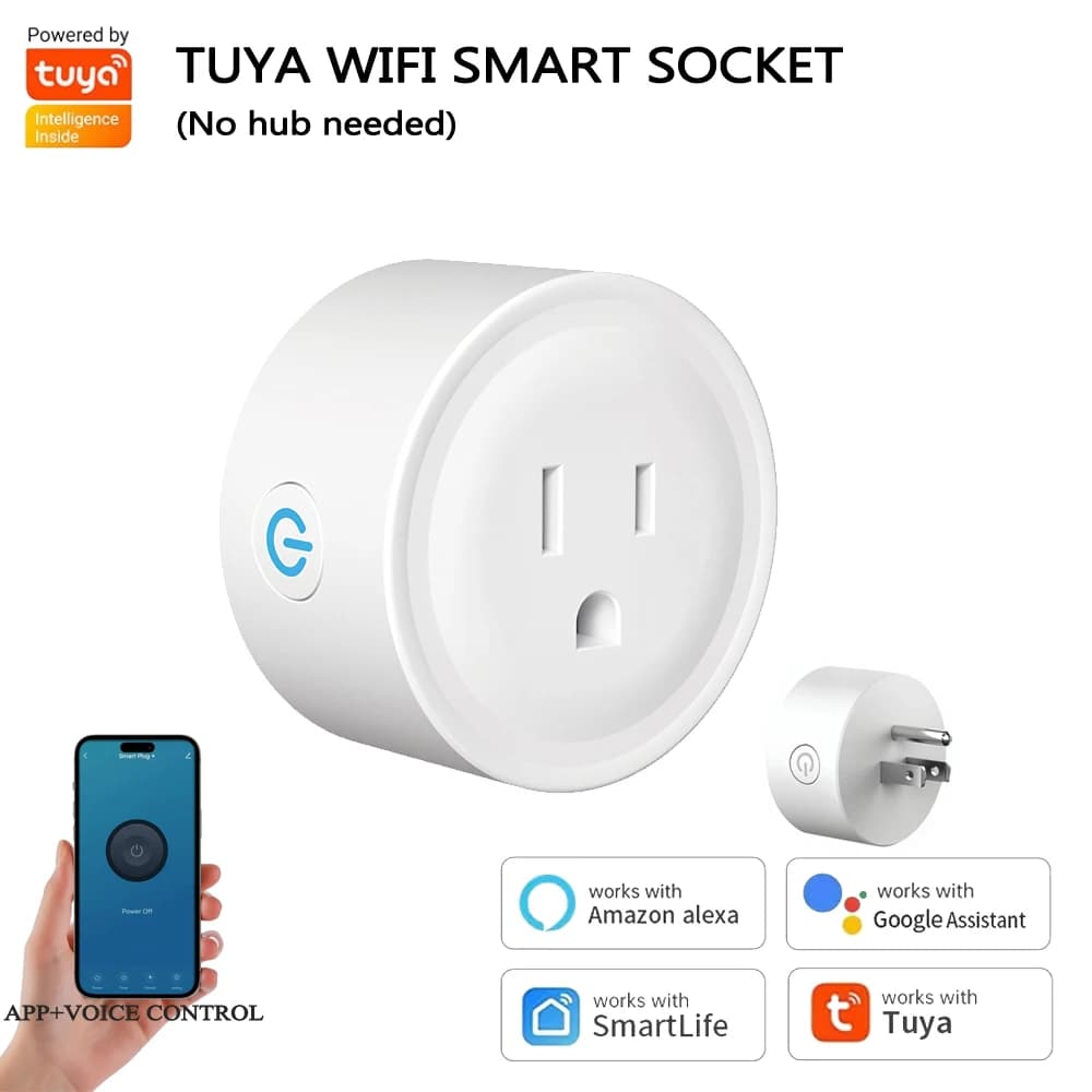 Tuya Smart Plug WiFi Outlet, US Standard 10A/16A, Works with Alexa & Google Assistant, APP Remote Control, Timer & Group Control