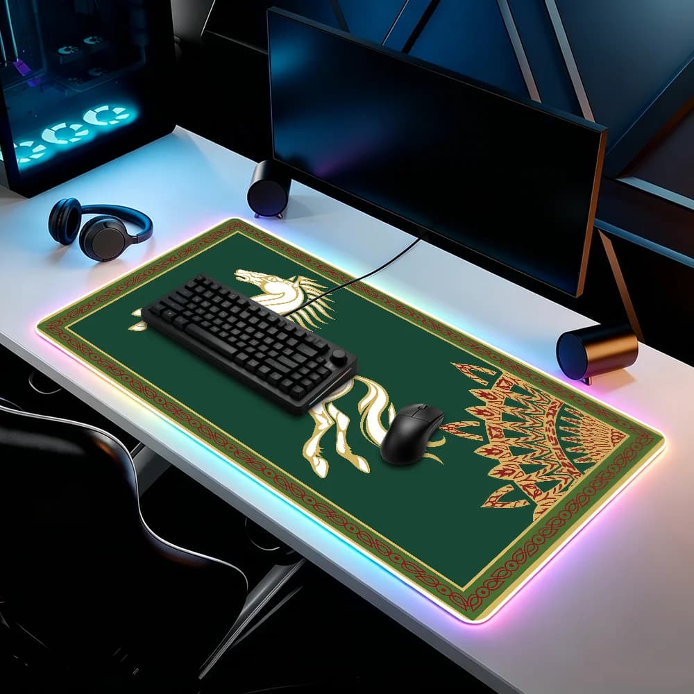 Film L-Lord of the R-Rings-S Kingdom Mouse Pad RGB Led Gaming Bedroom Office Desk Non-Slip Mat Waterproof Large