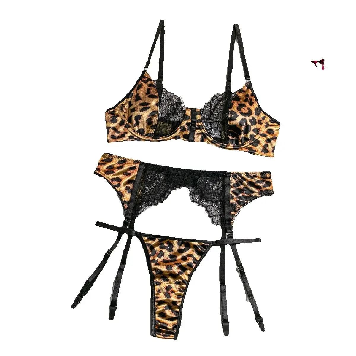 2025 New Leopard Lace Spliced Sensual Bra&Briefs Suits Porno Strapless Corset Suit Lingerie Women Club Sheath Underwear Sets