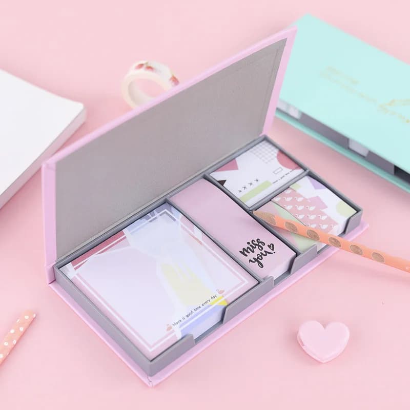 1 set di foglietti adesivi carini Set di promemoria Kawaii Planner adesivi Bandiera di pagina per ragazze della scuola Cancelleria per decorazioni per ufficio aziendale