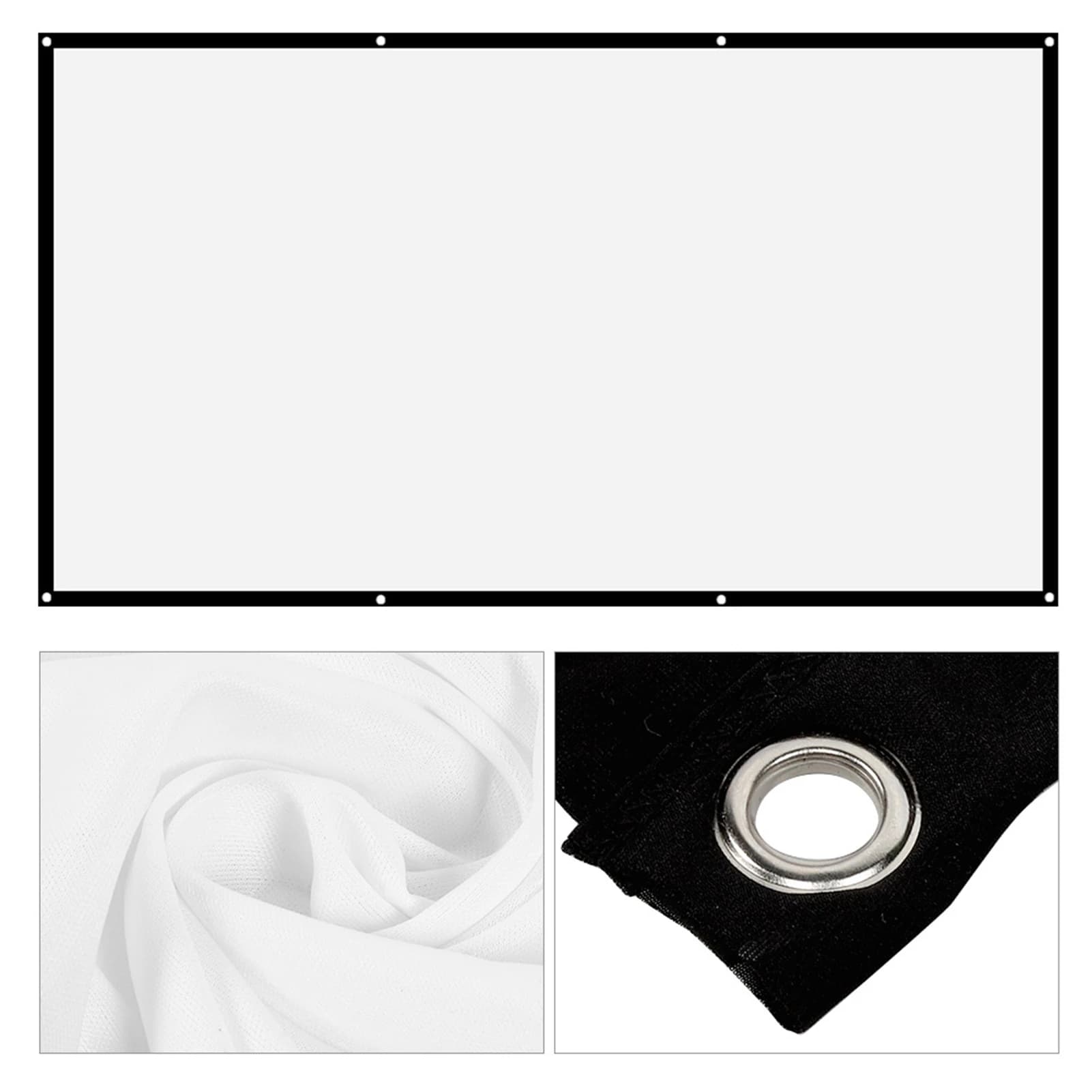 16:9 Thicken Portable Non Crease Soft White Polyester Projector Curtain Projection Screen