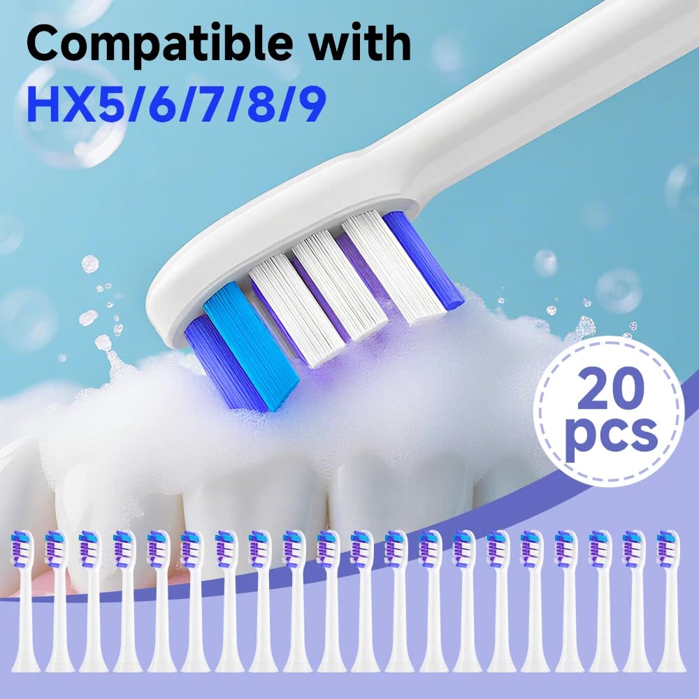 4/8/12/20 pezzi compatibili con PHILIPS HX5/HX6/HX7/HX8HX9 Testine per spazzolino elettrico sonico con setole morbide
