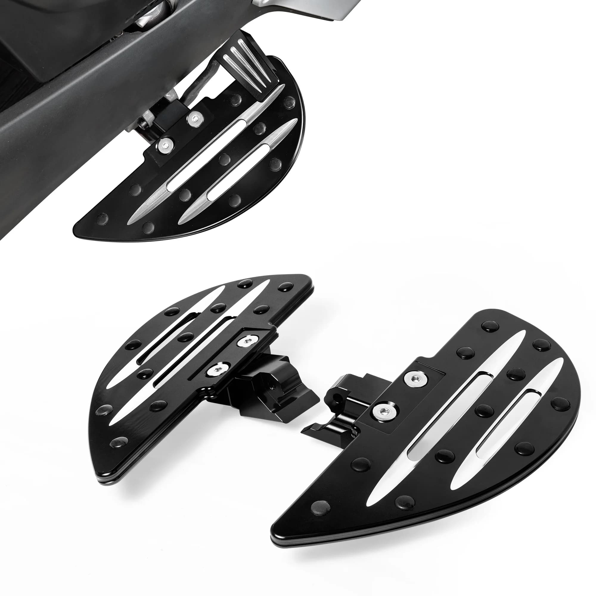 Pedane per poggiapiedi per conducente a forma di pipistrello di grandi dimensioni per moto Pedane per pilota anteriore per Can-Am Ryker 600 900 / Rally Edition