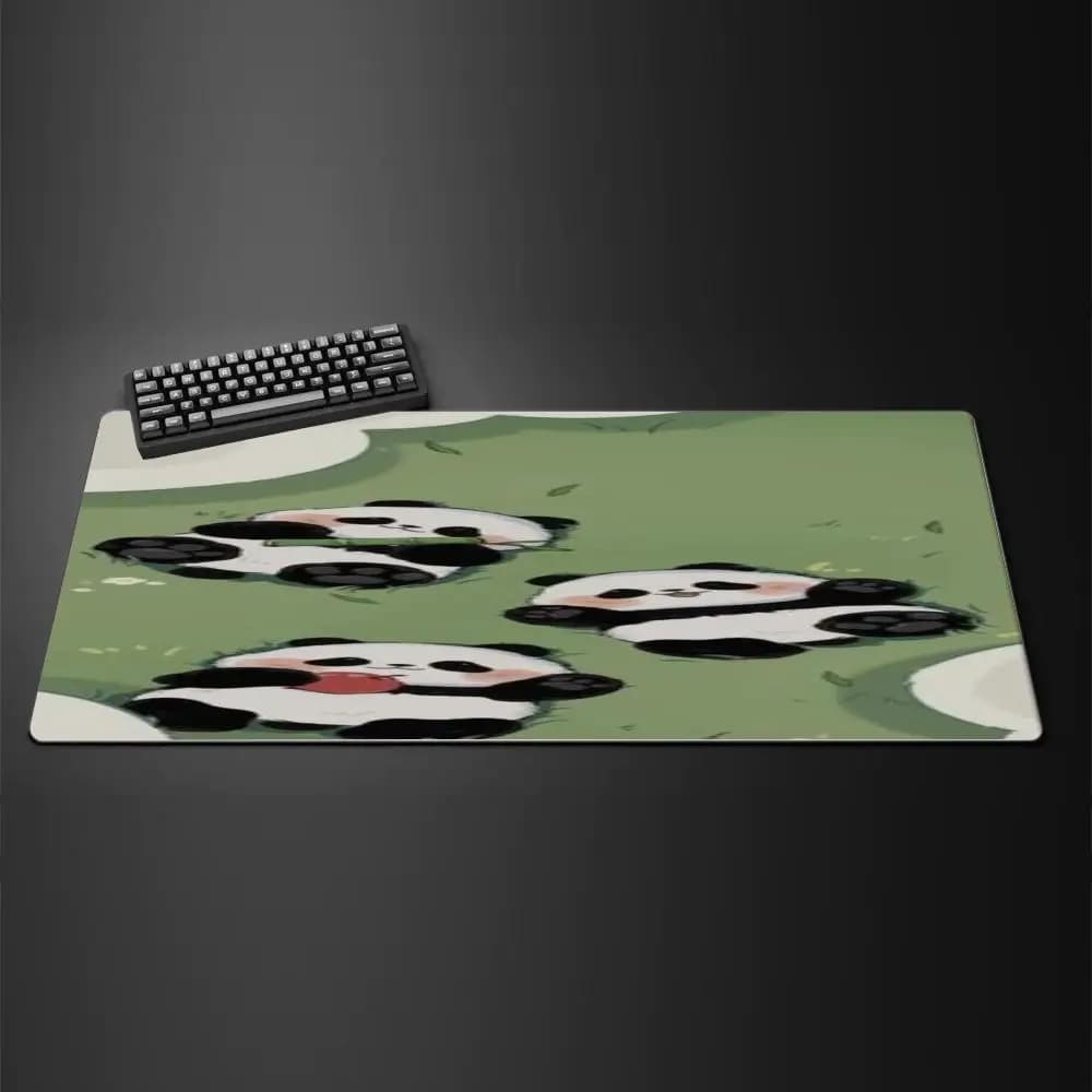 Tappetino per mouse con motivo panda, tappetino per mouse grande da gioco, tappetino per tastiera e scrivania per computer, con bordi rinforzati