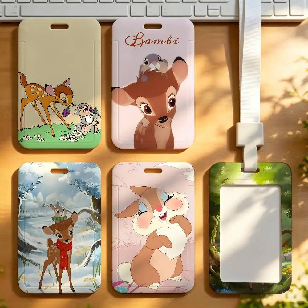 Kawaii B-bambi Cartoon NFC Contactless Sliding Card Sleeve For Student Cards, Bus Cards, ID Cards, And Work Permits